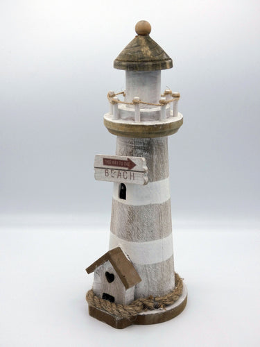 Driftwood Lighthouse Ornament "Blue Or Sand"