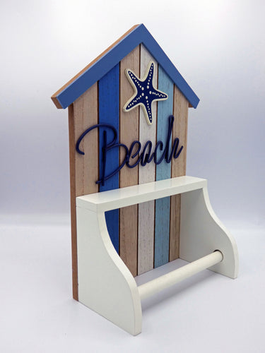 Beach Hut Wooden Toilet Roll Holder