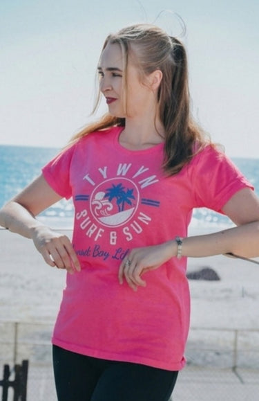 Tywyn "Surf & Sun" Hot Pink Tshirt