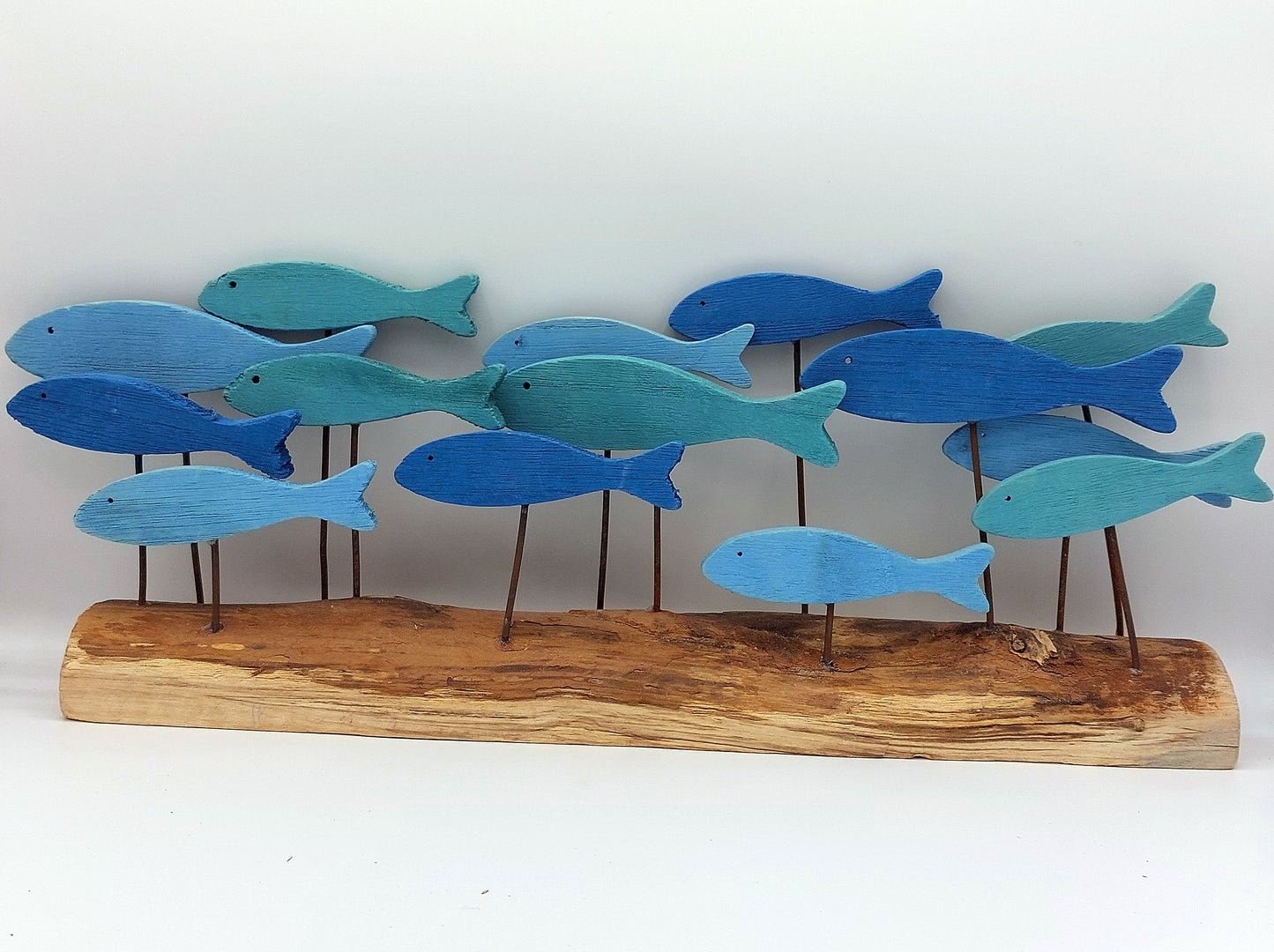 Driftwood Blue & Green table top School of Fish.