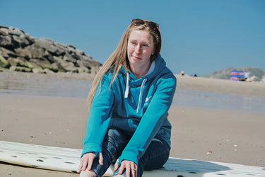 Unisex Blue Hoody "Catching The Surf Barmouth"