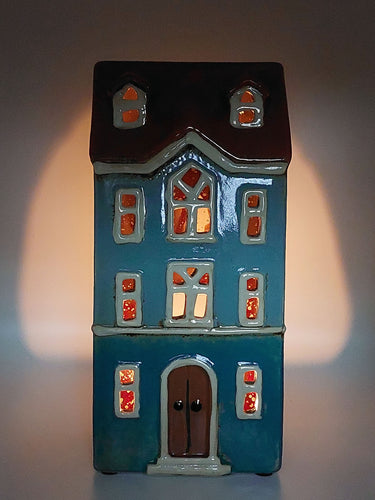 Blue Townhouse Ceramic Tealight