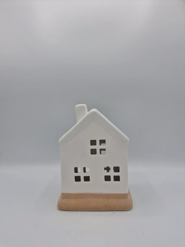 White & Natural Ceramic LED House