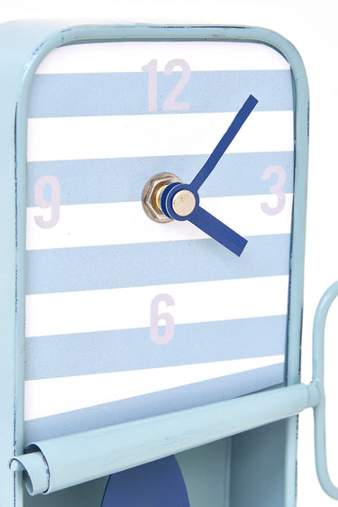 Stripy Teal Sardine Tin Wall Clock Large