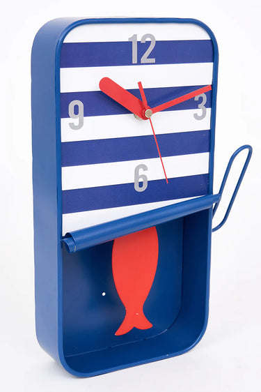 Navy Sardine Tin Clock Large
