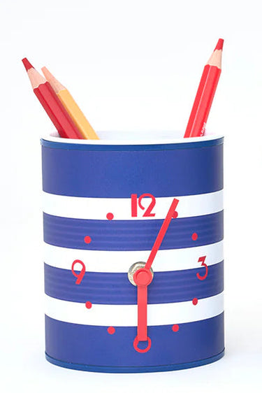 Nautical Striped Pen Holder Clock