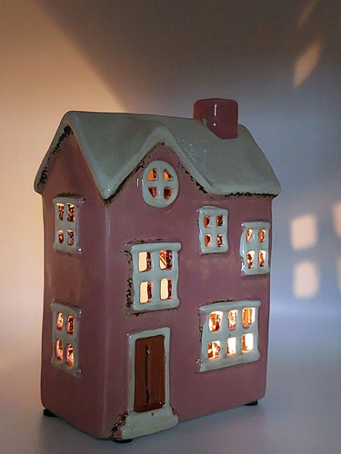 Pink Ceramic Tea Light House