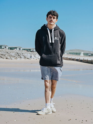 Unisex Black Hoody "Surf Barmouth, Orange Palms"