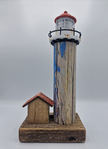 Rustic Wood & Metal LED Lighthouse With Cottage