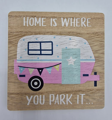 Colourful Wooden Caravan Coaster Set