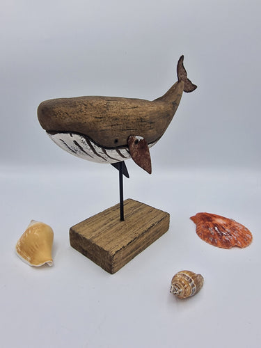 Small Rustic Wood & Metal Whale