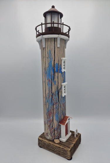 Rustic Wood & Metal LED Lighthouse
