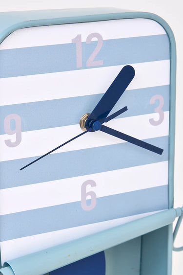 Stripy Teal Sardine Tin Wall Clock Small
