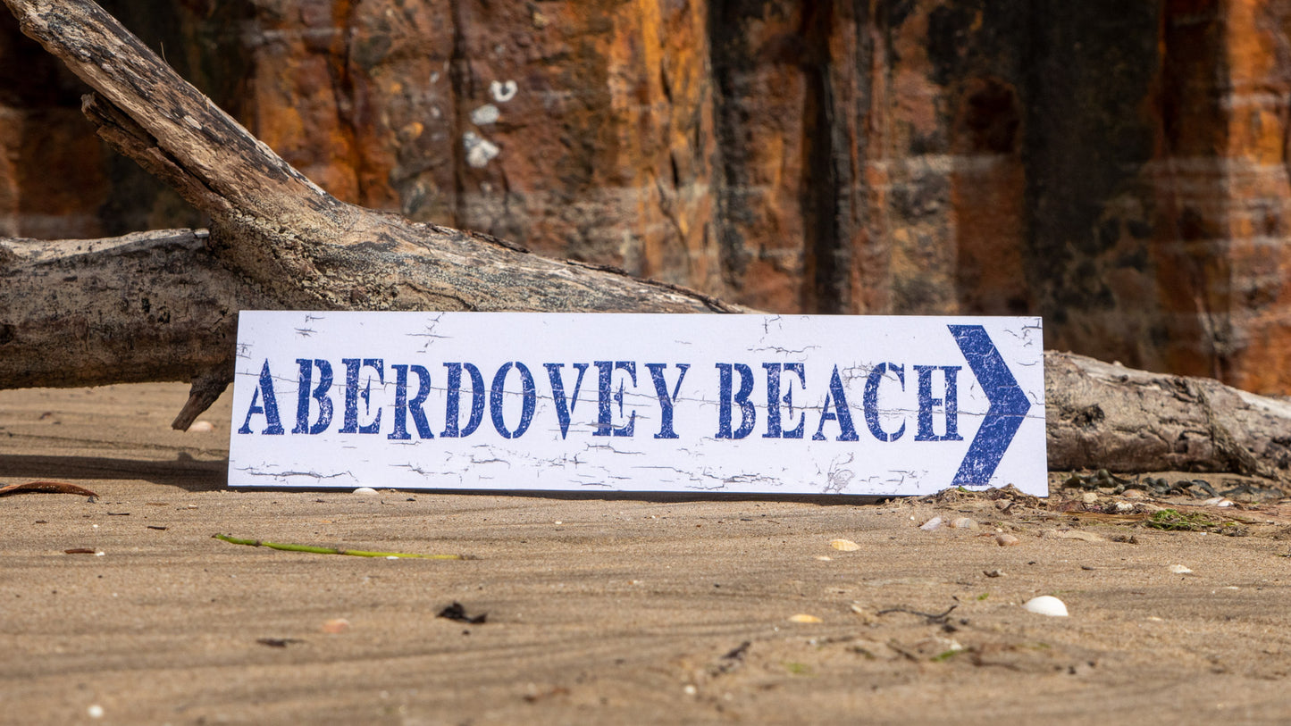 Aberdovey Beach Wooden Sign