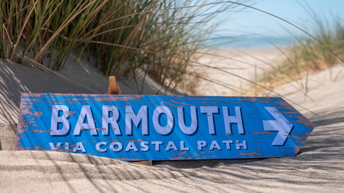 Barmouth Via Coastal Path Wooden Sign
