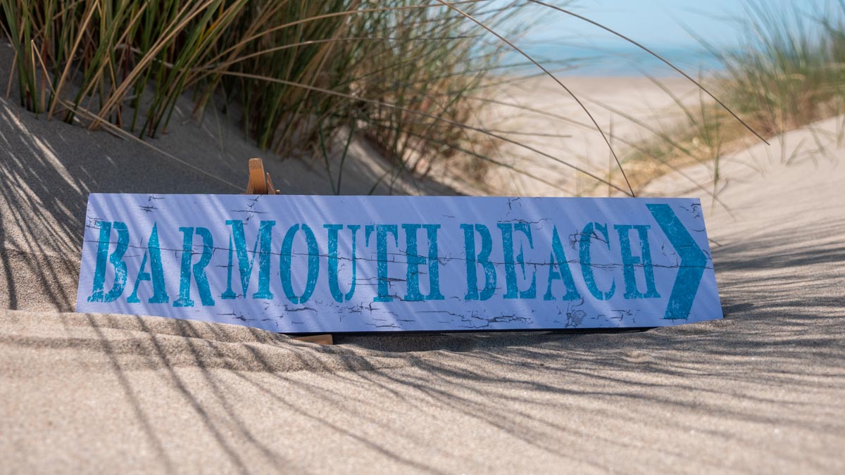 Barmouth Beach Wooden Sign