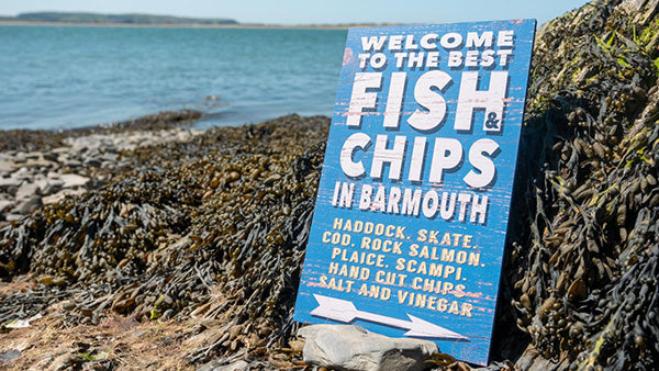 Fish & Chips In Barmouth Wooden Sign