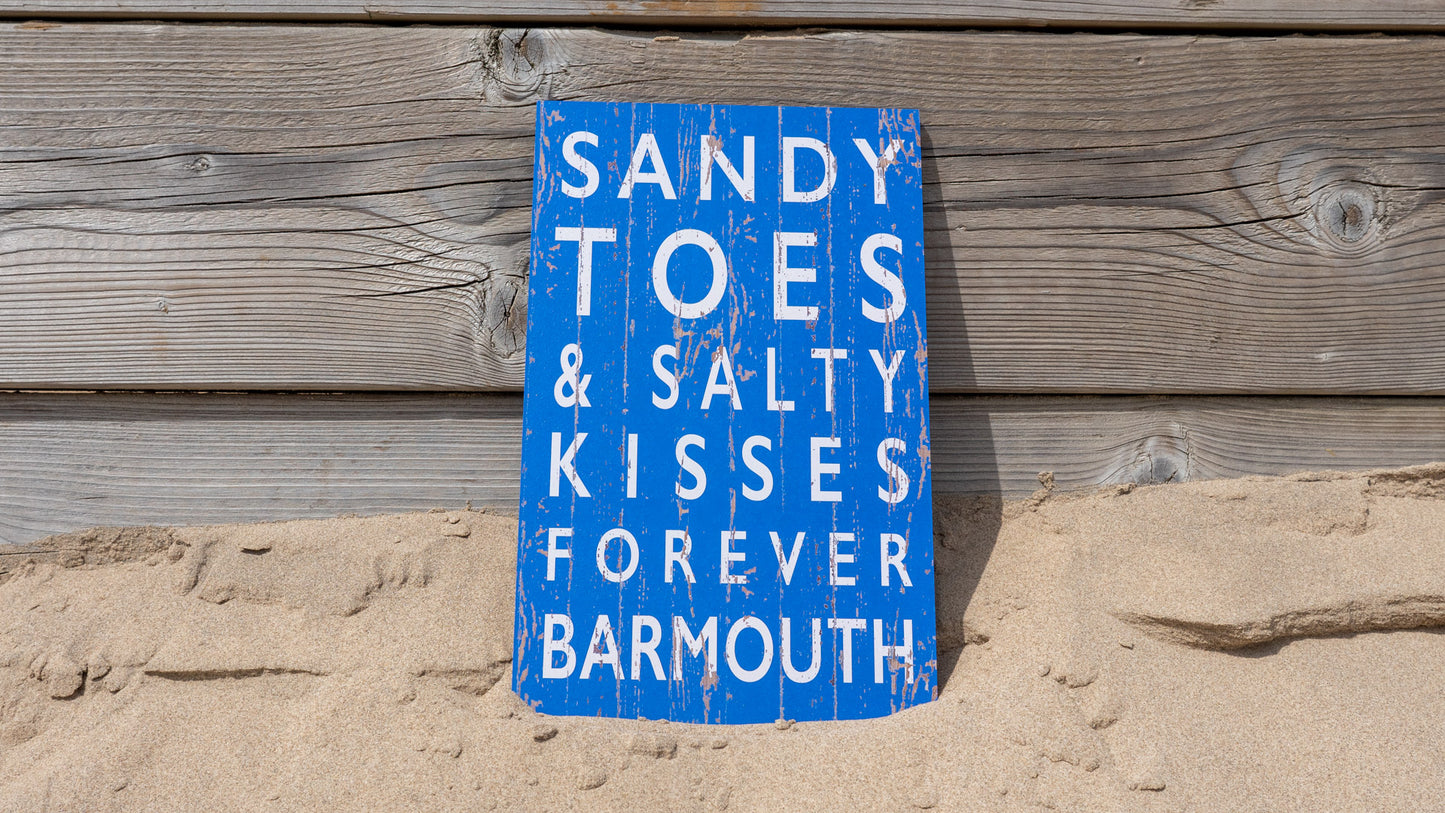 Barmouth Sandy Toes & Salty Kisses Wooden Sign