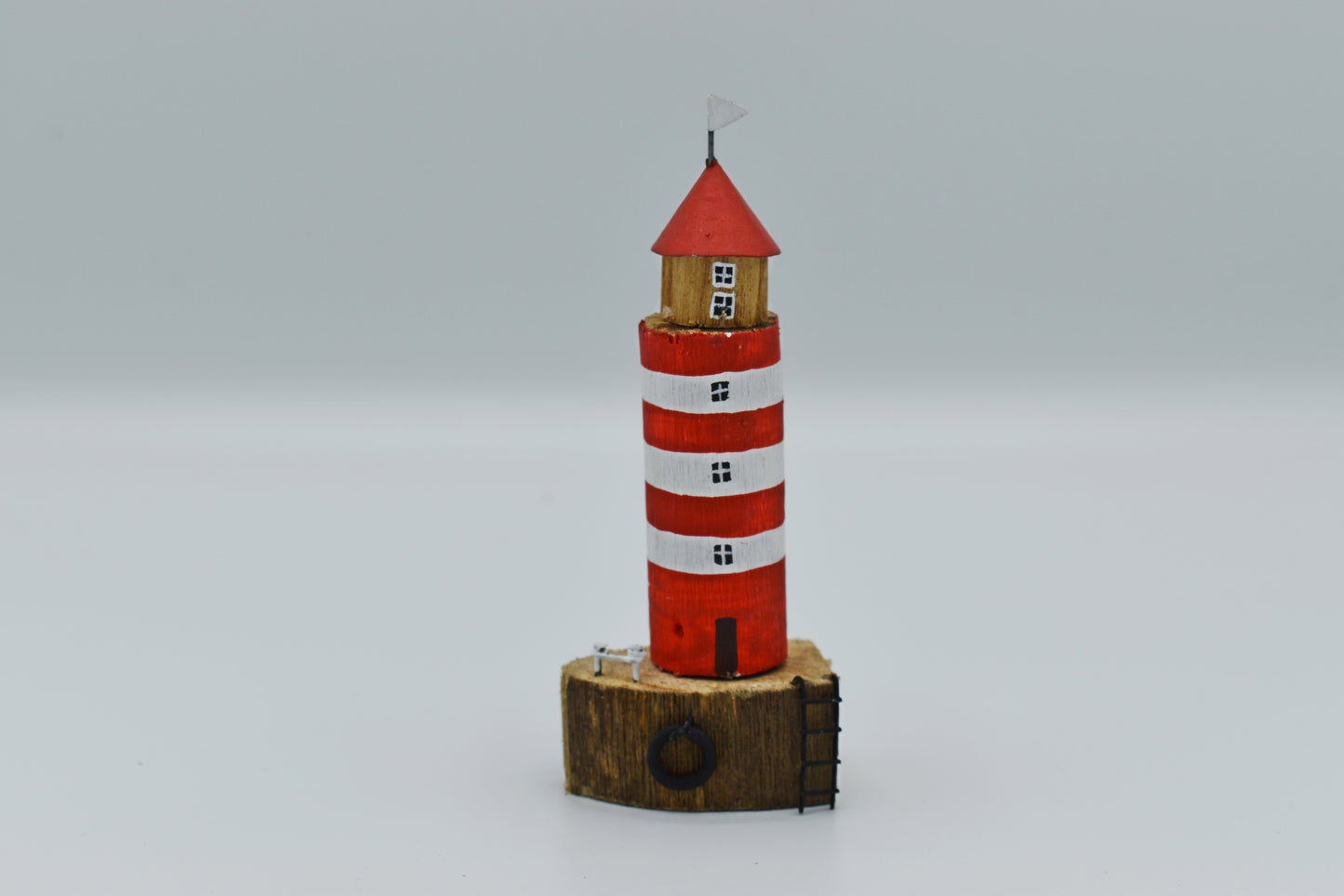 Blue or Red Wooden Painted Lighthouse