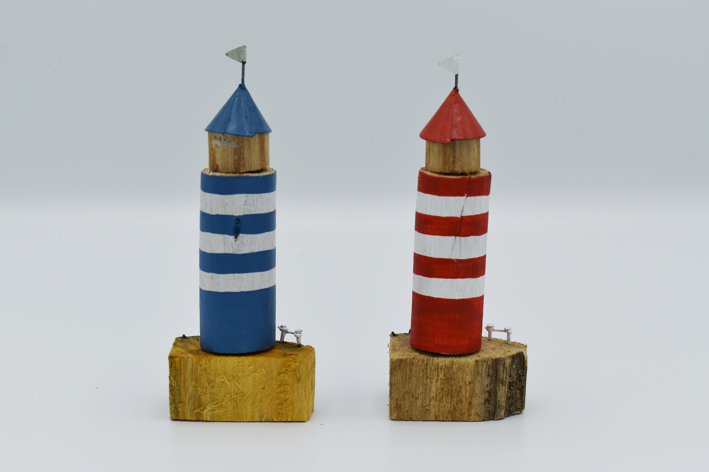 Blue or Red Wooden Painted Lighthouse