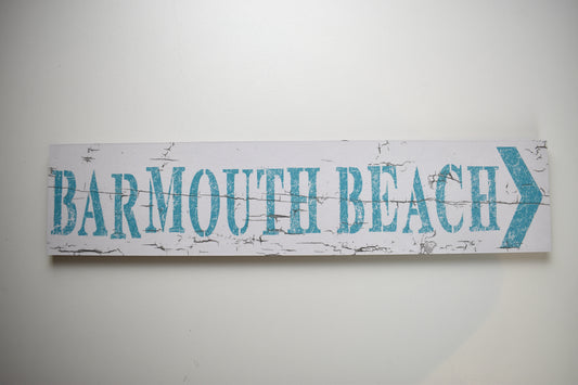 Barmouth Beach Directional Wooden Sign