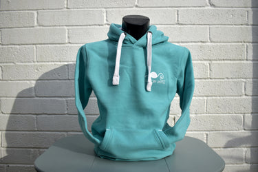 Unisex Blue Hoody "Surf Barmouth, Purple Palms"