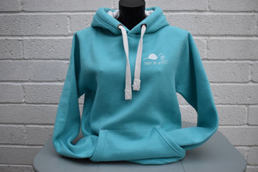 Ladies Blue Hoody "Surf Tywyn Pink Palms"
