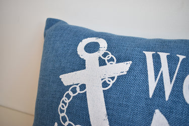 "Welcome Aboard" Blue Cushion