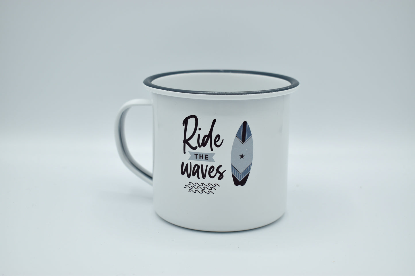 Ride The Waves Enamel Mug | Beach Vibes | Coastal Theme | Beachy | Seaside | Homeware | Gifts