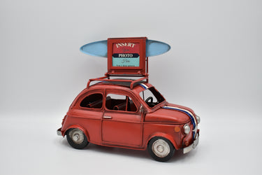 Retro Tin Model Car With Flip Top Photo Frame
