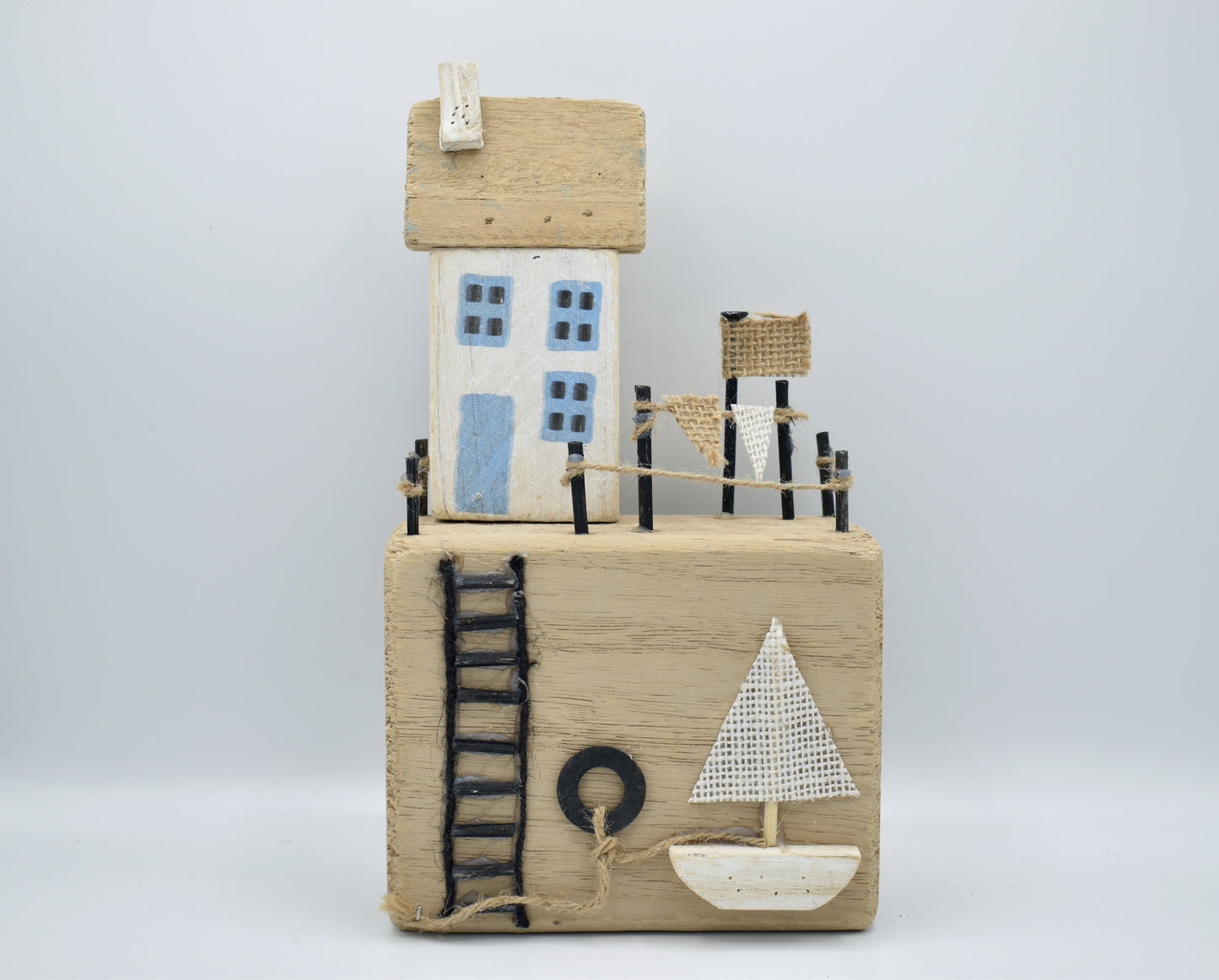 Painted Harbour Side Beach House on Driftwood Block
