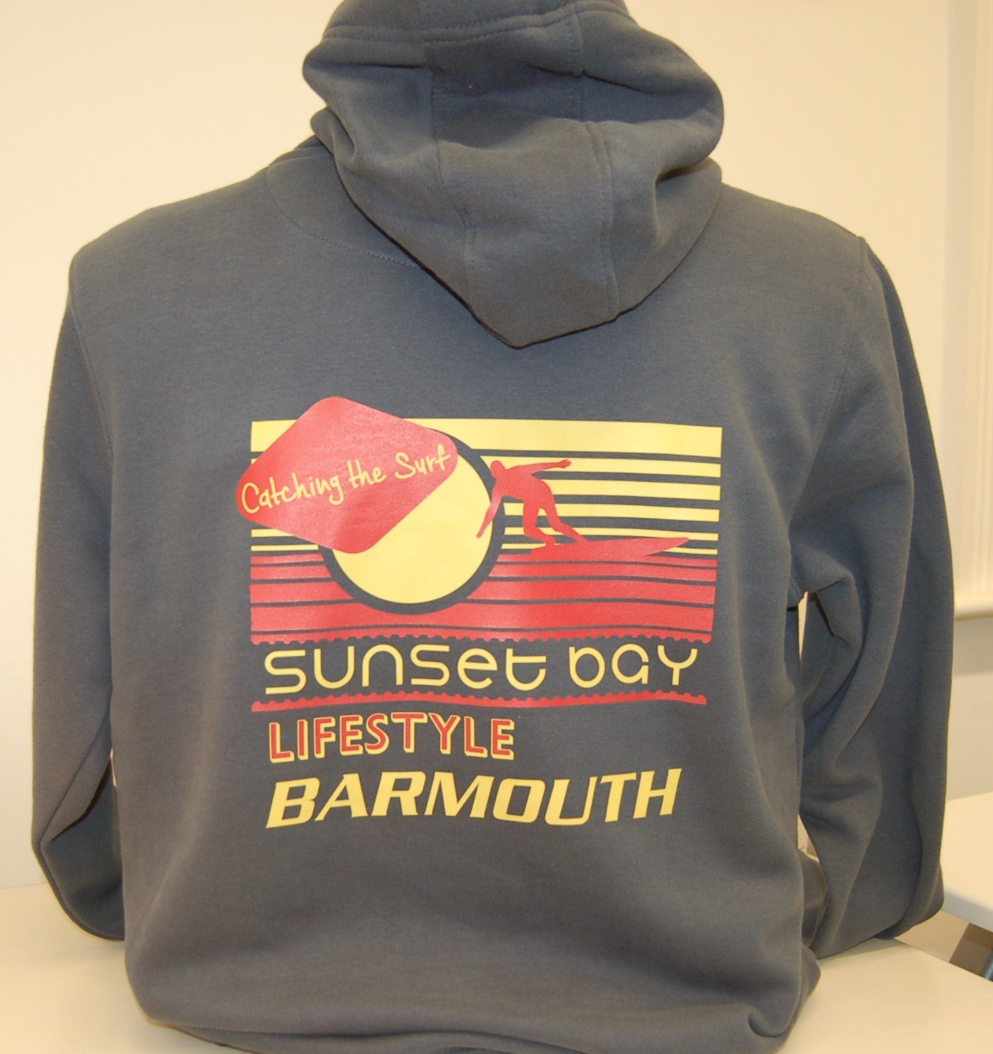 Barmouth Retro Surfer Print Unisex Adult Hoody in Charcoal Grey