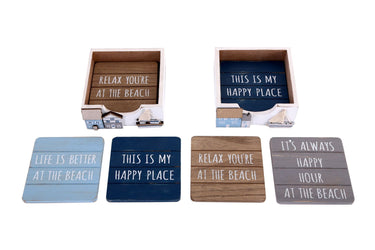 Wooden Coaster Set "Beach Themed"