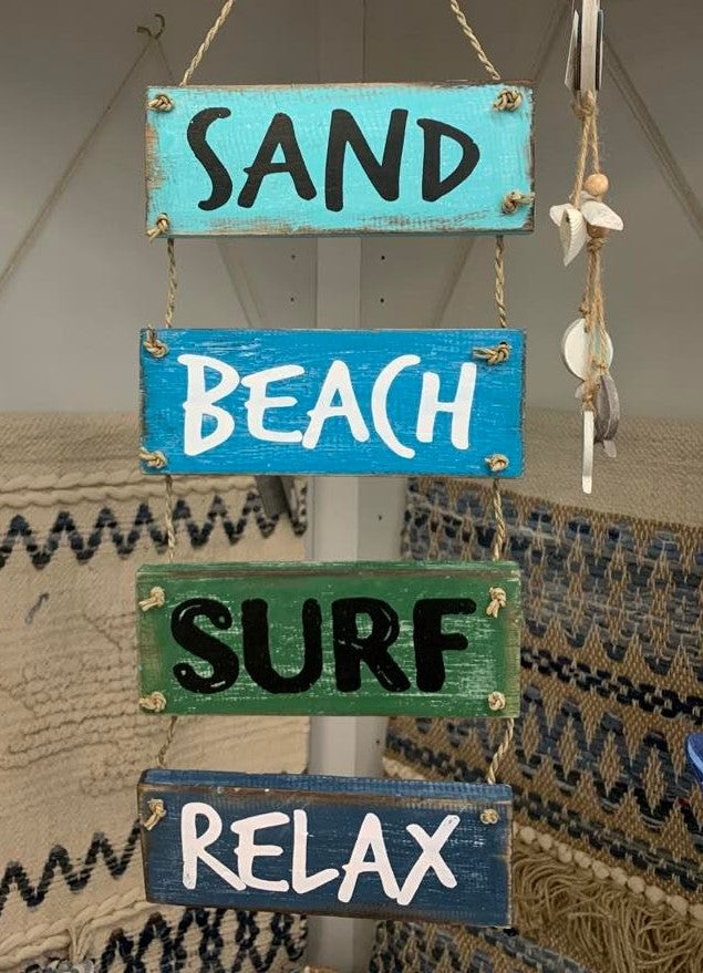 Sand Beach Surf Relax Wooden Sign