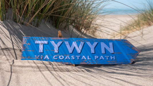 Tywyn Via Coastal Path Wooden Sign