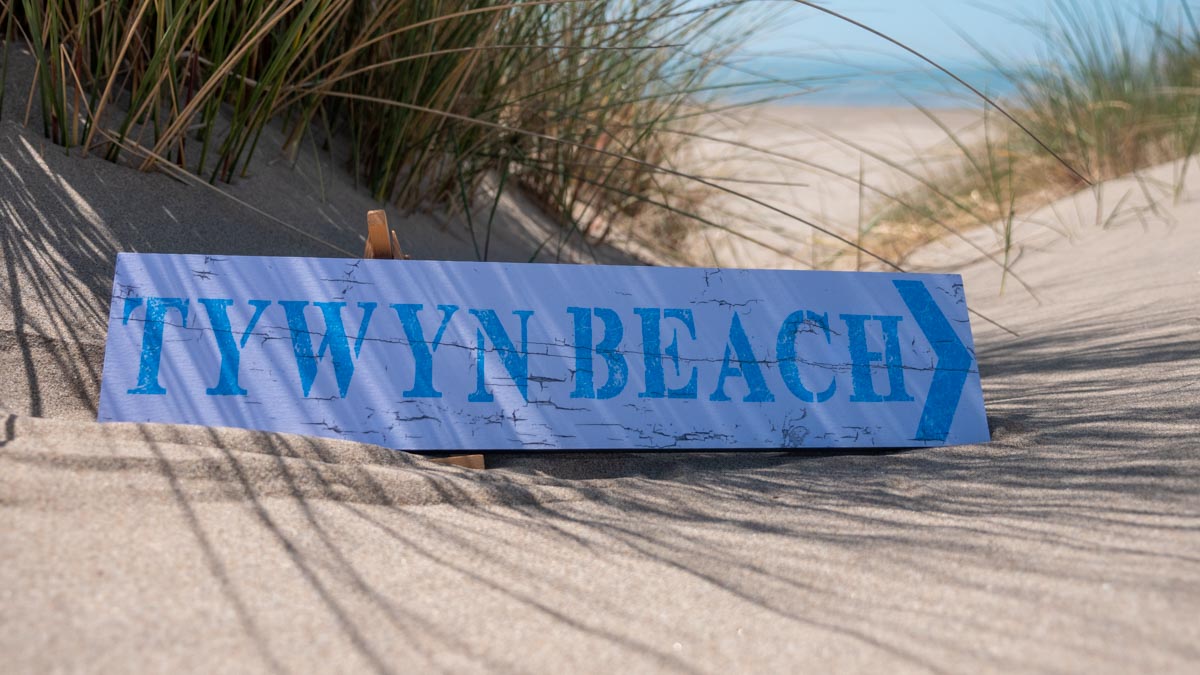 Tywyn Beach Wooden Sign