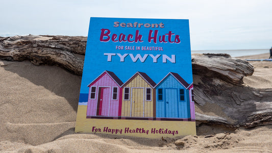 Beach Huts Tywyn Wooden Sign