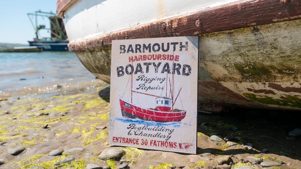 Barmouth Boatyard Wooden Sign | Rustic | Distressed | Home Decor | Shabby Chic | Beach Vibe | Coastal Decor | Nautical | Wales Gifts