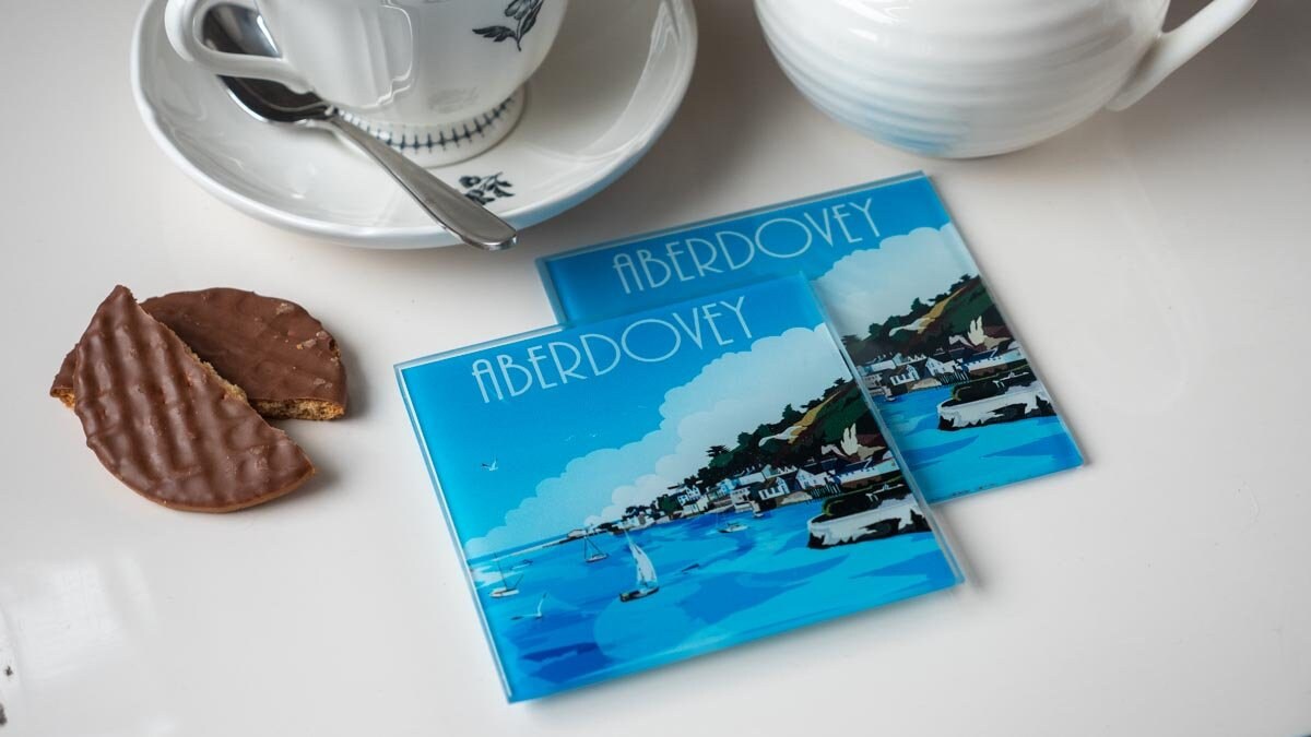 Aberdovey Glass Drinks Coaster | Home Decor | Wales Gifts | Beach Theme | Coastal Decor | Seaside