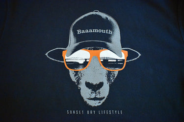 Barmouth Retro Print Unisex Adult Hoody in Navy